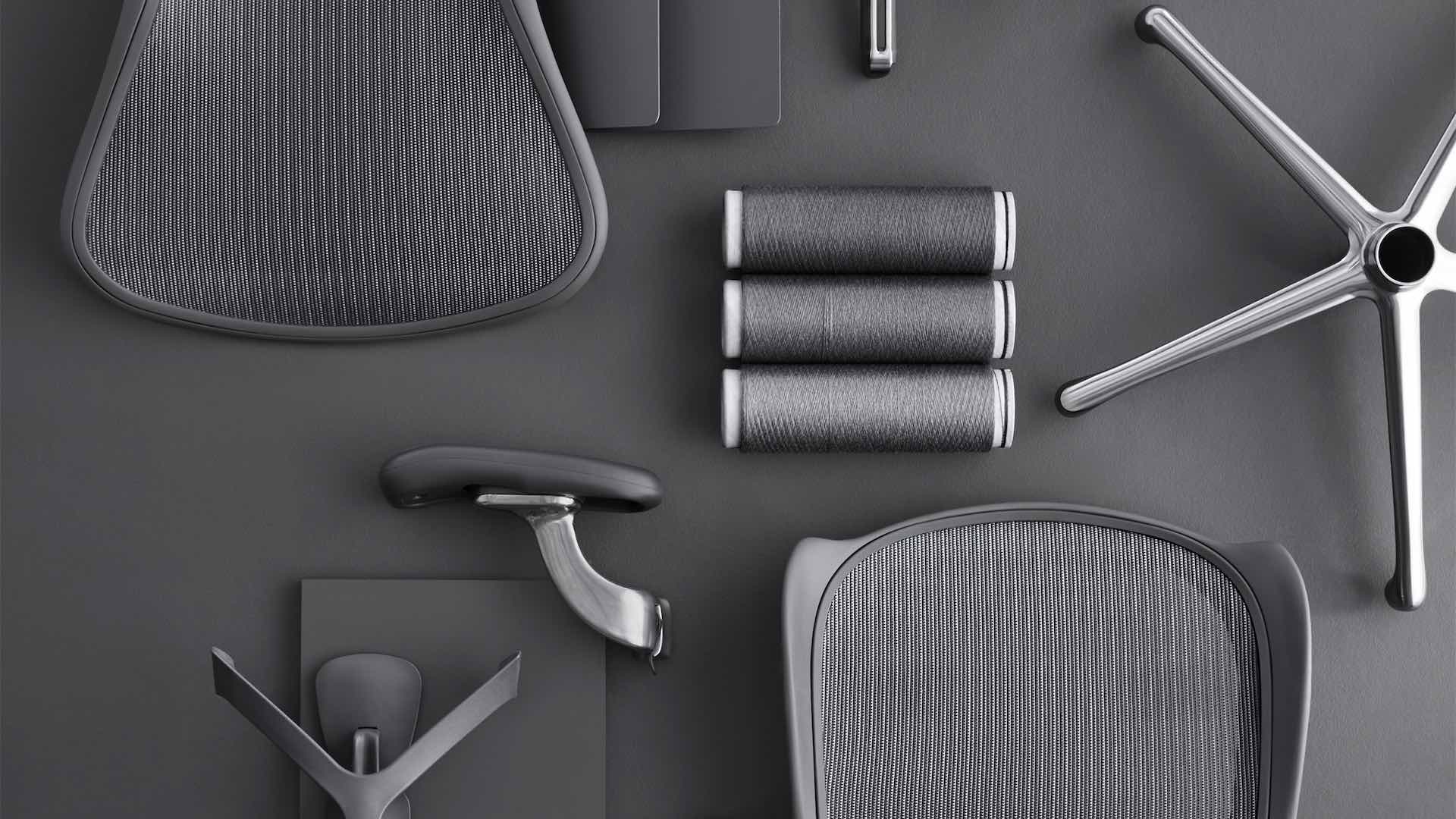 Einzelteile des ergonomischen Bürostuhls Aeron